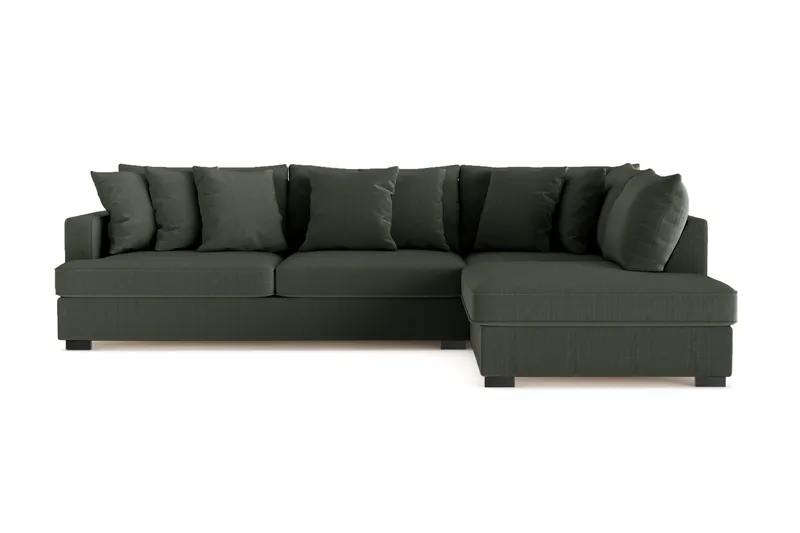 Rossita 4-seters Høyrevendt L-formet Dyp Sjeselongsofa i Kordfløyel - Mørkegrønn - Møbler - Sofaer - Sofa med sjeselong