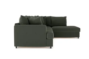 Rossita 4-seters Høyrevendt L-formet Dyp Sjeselongsofa i Kordfløyel - Mørkegrønn - Møbler - Sofaer - Sofa med sjeselong