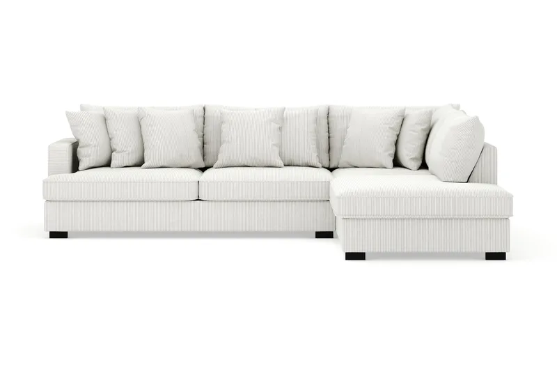 Rossita 4-seters Høyrevendt L-formet Dyp Sjeselongsofa i Kordfløyel - Offwhite - Møbler - Sofaer - Sofa med sjeselong