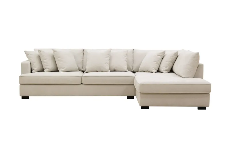 Rossita 4-seters Høyrevendt L-formet Dyp Sjeselongsofa i Stoff, Beige