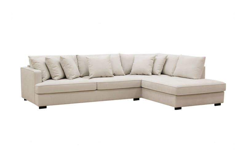 Rossita 4-seters Høyrevendt L-formet Dyp Sjeselongsofa i Stoff - Beige - Møbler - Sofaer - Sofa med sjeselong