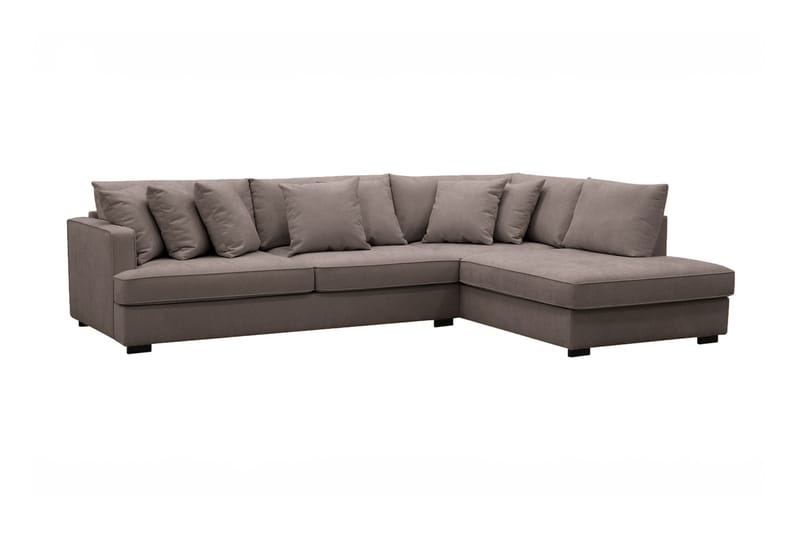Rossita 4-seters Høyrevendt L-formet Dyp Sjeselongsofa i Stoff - Brun - Møbler - Sofaer - Sofa med sjeselong