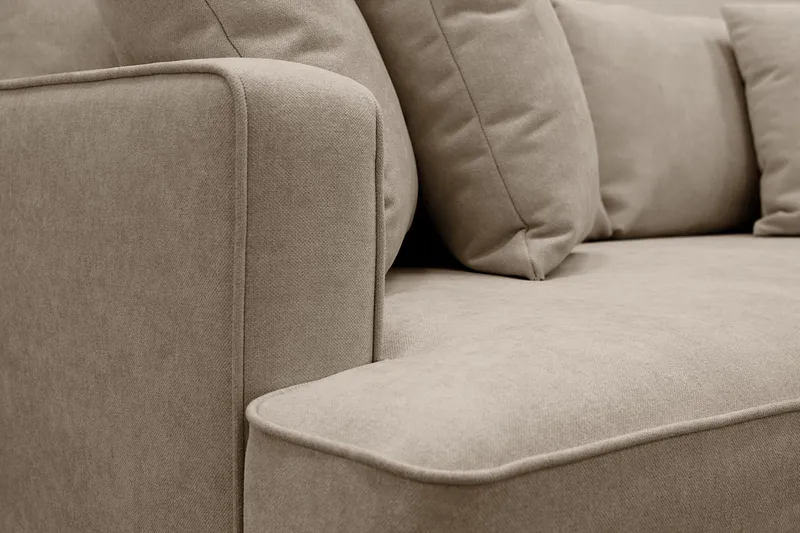 Rossita 4-seters Høyrevendt L-formet Dyp Sjeselongsofa i Stoff - Brun - Møbler - Sofaer - Sofa med sjeselong