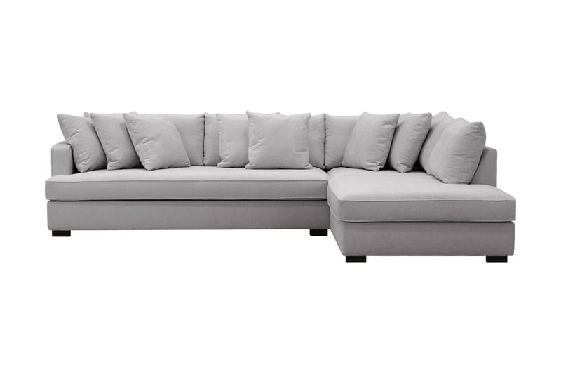 Rossita 4-seters Høyrevendt L-formet Dyp Sjeselongsofa med Hel Pute i Chenille - Grå - Møbler - Sofaer - Sofa med sjeselong