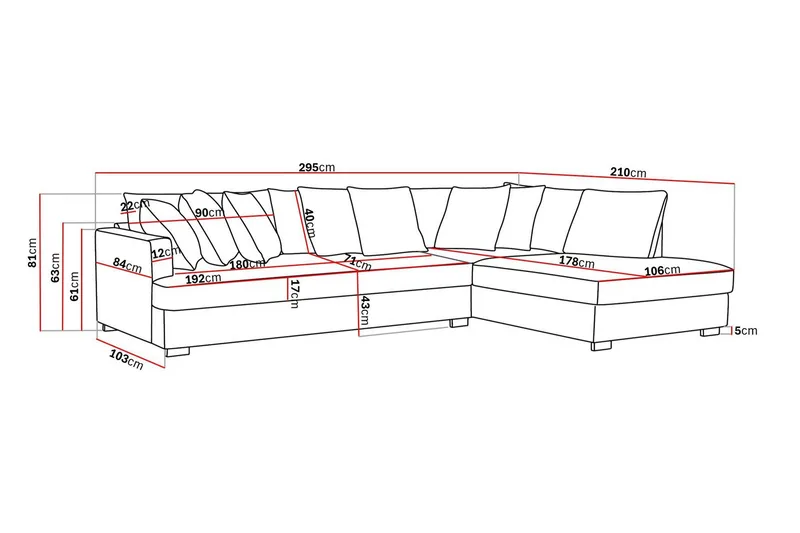 Rossita 4-seters Høyrevendt L-formet Dyp Sjeselongsofa med Hel Pute i Chenille - Beige - Møbler - Sofaer - Sofa med sjeselong