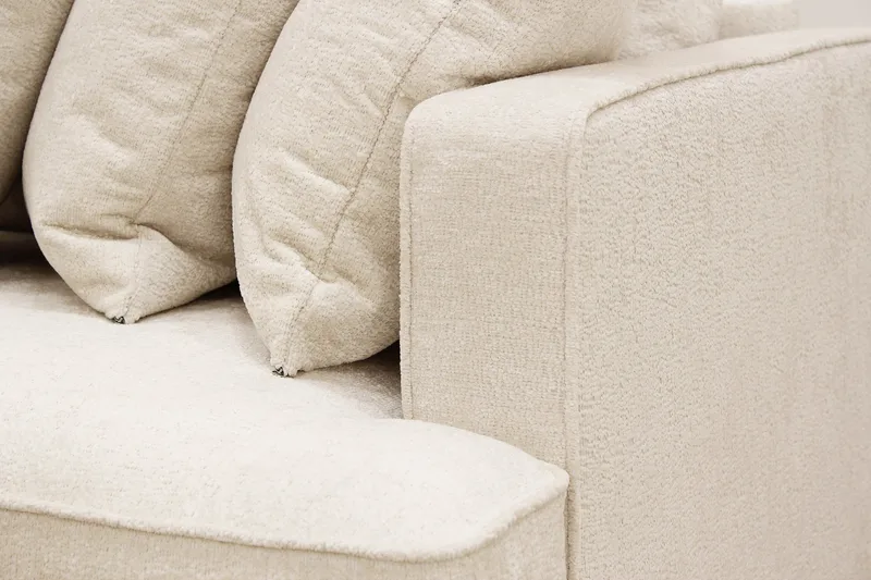 Rossita 4-seters Høyrevendt L-formet Dyp Sjeselongsofa med Hel Pute i Chenille - Beige - Møbler - Sofaer - Sofa med sjeselong