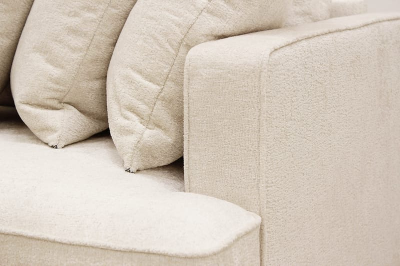 Rossita 4-seters Høyrevendt L-formet Dyp Sjeselongsofa med Hel Pute i Chenille - Beige - Møbler - Sofaer - Sofa med sjeselong