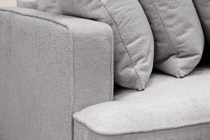 Rossita 4-seters Høyrevendt L-formet Dyp Sjeselongsofa med Hel Pute i Chenille - Grå - Møbler - Sofaer - Sofa med sjeselong