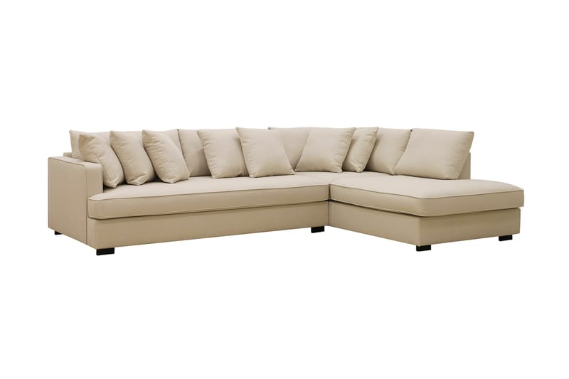 Rossita 4-seters Høyrevendt L-formet Dyp Sjeselongsofa med Hel Pute i Bouclé - Beige - Møbler - Sofaer - Sofa med sjeselong