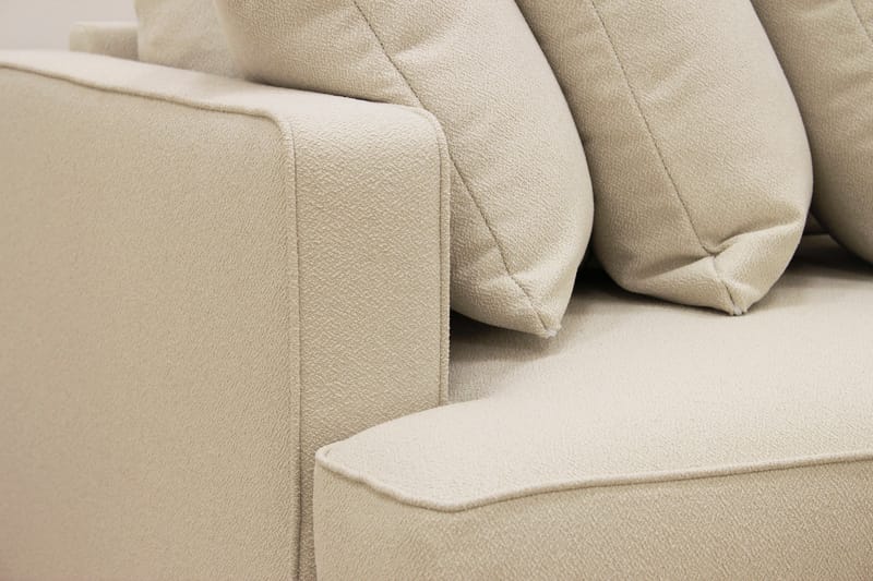 Rossita 4-seters Høyrevendt L-formet Dyp Sjeselongsofa med Hel Pute i Bouclé - Beige - Møbler - Sofaer - Sofa med sjeselong