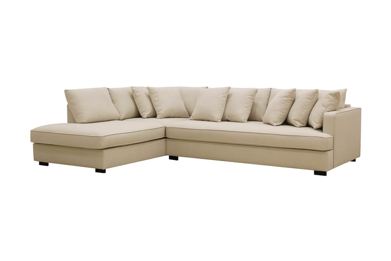 Rossita 4-seters Høyrevendt L-formet Dyp Sjeselongsofa med Hel Pute i Bouclé - Beige - Møbler - Sofaer - Sofa med sjeselong