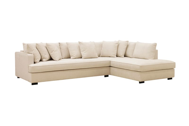 Rossita 4-seters Høyrevendt L-formet Dyp Sjeselongsofa med Hel Pute i Chenille - Beige - Møbler - Sofaer - Sofa med sjeselong