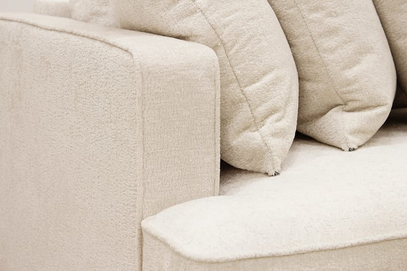 Rossita 4-seters Høyrevendt L-formet Dyp Sjeselongsofa med Hel Pute i Chenille - Beige - Møbler - Sofaer - Sofa med sjeselong