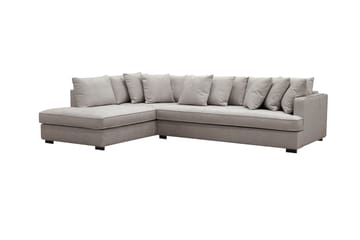 Rossita 4-seters Høyrevendt L-formet Dyp Sjeselongsofa med Hel Pute i Chenille - Grå / Brun - Møbler - Sofaer - Sofa med sjeselong