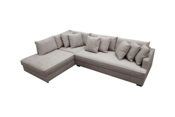Rossita 4-seters Høyrevendt L-formet Dyp Sjeselongsofa med Hel Pute i Chenille - Grå / Brun - Møbler - Sofaer - Sofa med sjeselong