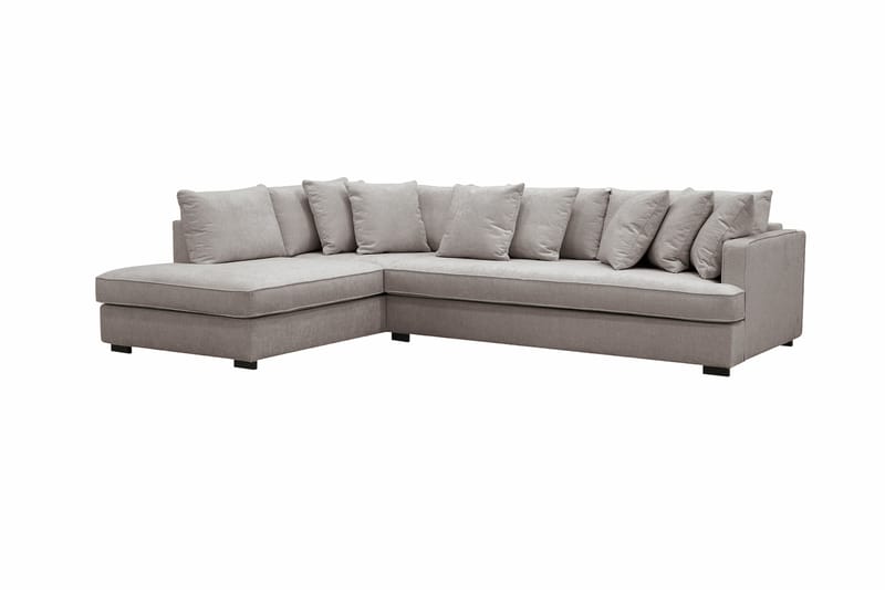 Rossita 4-seters Høyrevendt L-formet Dyp Sjeselongsofa med Hel Pute i Chenille - Grå / Brun - Møbler - Sofaer - Sofa med sjeselong