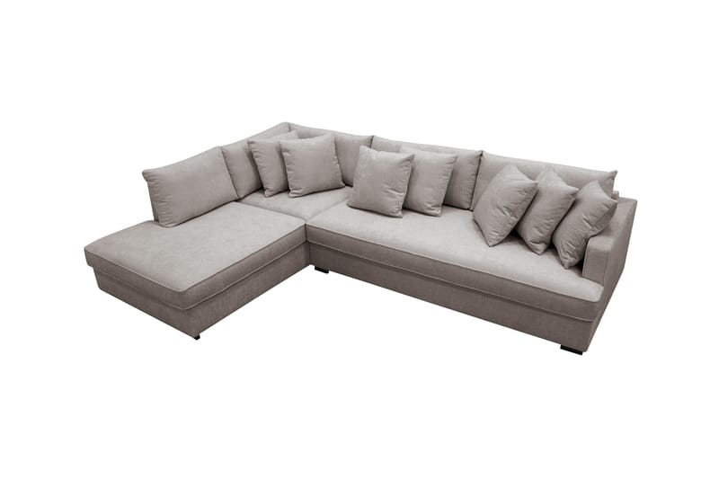 Rossita 4-seters Høyrevendt L-formet Dyp Sjeselongsofa med Hel Pute i Chenille - Grå / Brun - Møbler - Sofaer - Sofa med sjeselong