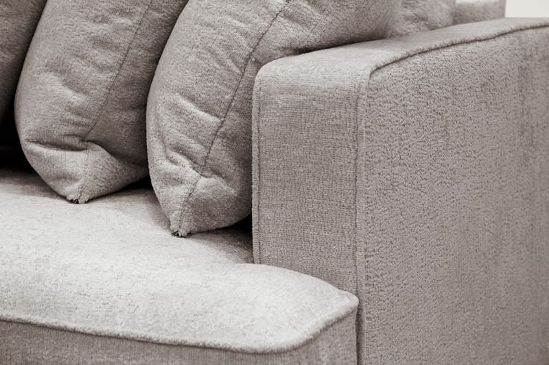 Rossita 4-seters Høyrevendt L-formet Dyp Sjeselongsofa med Hel Pute i Chenille - Grå / Brun - Møbler - Sofaer - Sofa med sjeselong