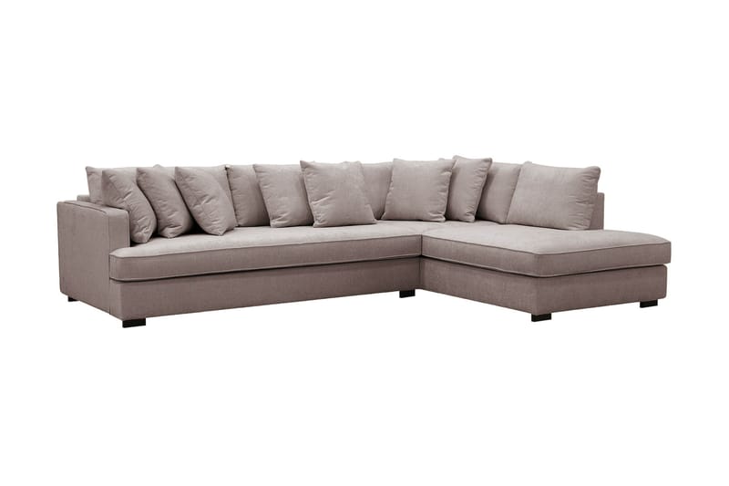 Rossita 4-seters Høyrevendt L-formet Dyp Sjeselongsofa med Hel Pute i Chenille - Grå / Brun - Møbler - Sofaer - Sofa med sjeselong
