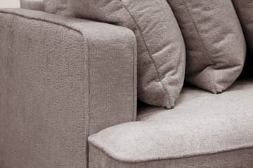 Rossita 4-seters Høyrevendt L-formet Dyp Sjeselongsofa med Hel Pute i Chenille - Grå / Brun - Møbler - Sofaer - Sofa med sjeselong