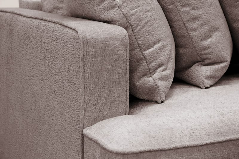 Rossita 4-seters Høyrevendt L-formet Dyp Sjeselongsofa med Hel Pute i Chenille - Grå / Brun - Møbler - Sofaer - Sofa med sjeselong