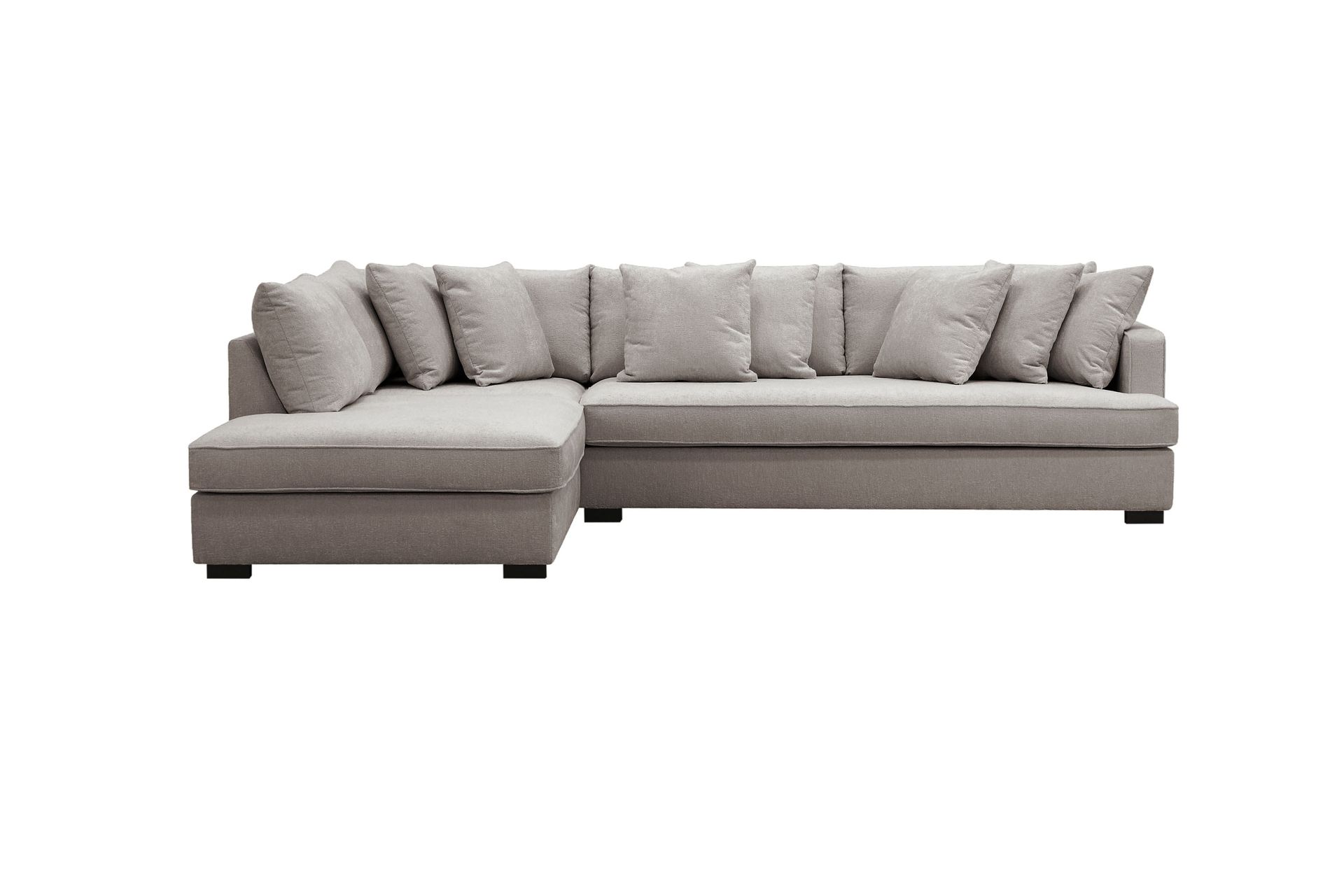 Rossita 4-seters Høyrevendt L-formet Dyp Sjeselongsofa med Hel Pute i Chenille - Grå / Brun - Møbler - Sofaer - Sofa med sjeselong
