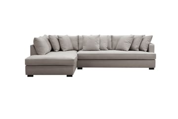 Rossita 4-seters Høyrevendt L-formet Dyp Sjeselongsofa med Hel Pute i Chenille - Grå / Brun - Møbler - Sofaer - Sofa med sjeselong