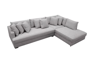 Rossita 4-seters Høyrevendt L-formet Dyp Sjeselongsofa med Hel Pute i Chenille - Grå - Møbler - Sofaer - Sofa med sjeselong