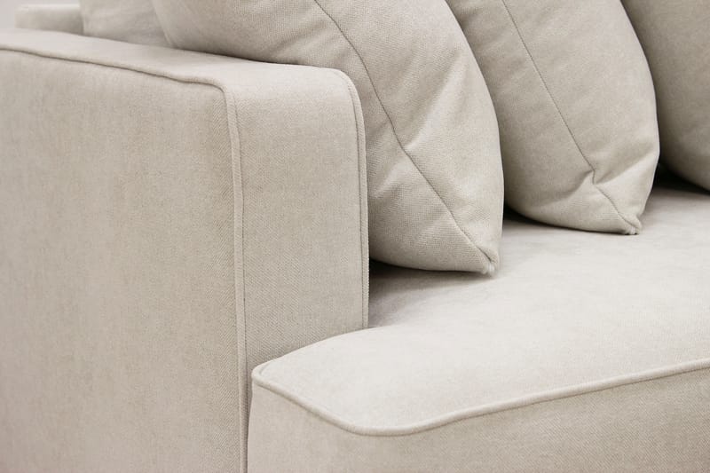 Rossita 4-seters Høyrevendt L-formet Dyp Sjeselongsofa med Hel Pute i Stoff - Beige - Møbler - Sofaer - Sofa med sjeselong