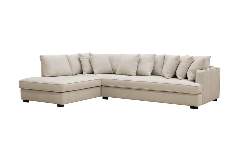 Rossita 4-seters Høyrevendt L-formet Dyp Sjeselongsofa med Hel Pute i Stoff - Beige - Møbler - Sofaer - Sofa med sjeselong