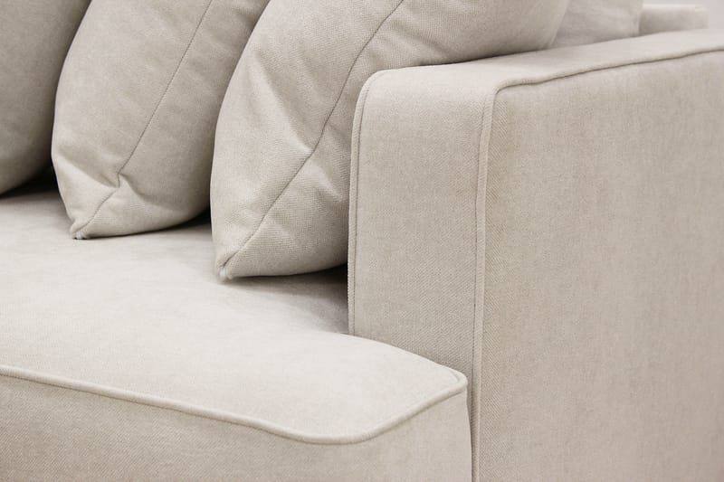Rossita 4-seters Høyrevendt L-formet Dyp Sjeselongsofa med Hel Pute i Stoff - Beige - Møbler - Sofaer - Sofa med sjeselong