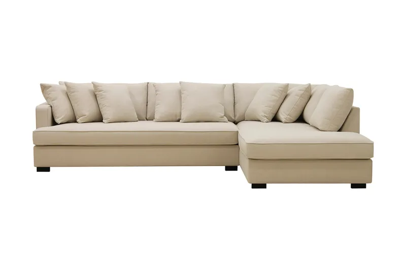Rossita 4-seters Høyrevendt L-formet Dyp Sjeselongsofa med Hel Pute i Bouclé - Beige - Møbler - Sofaer - Sofa med sjeselong