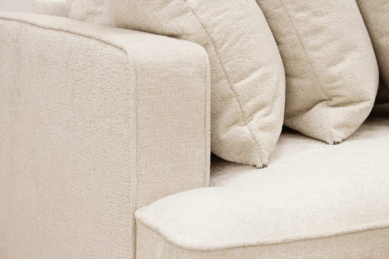 Rossita 4-seters Høyrevendt L-formet Dyp Sjeselongsofa med Hel Pute i Chenille - Beige - Møbler - Sofaer - Sofa med sjeselong