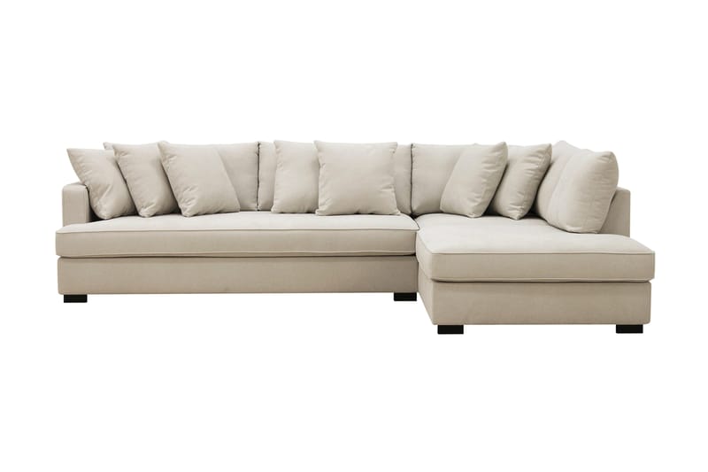 Rossita 4-seters Høyrevendt L-formet Dyp Sjeselongsofa med Hel Pute i Stoff, Beige
