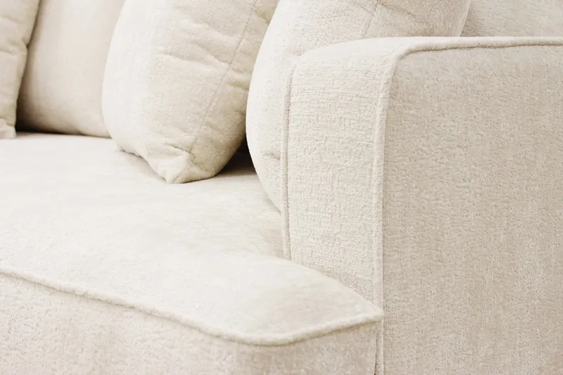Rossita 4-seters Venstrevendt L-formet Dyp Sjeselongsofa i Chenille - Trenza 06, Beige Chenille - Møbler - Sofaer - Sofa med sjeselong