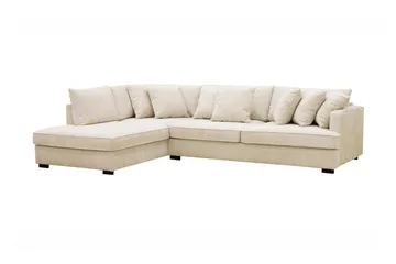 Rossita 4-seters Venstrevendt L-formet Dyp Sjeselongsofa i Chenille - Trenza 06, Beige Chenille - Møbler - Sofaer - Sofa med sjeselong