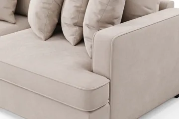 Rossita 4-seters Venstrevendt L-formet Dyp Sjeselongsofa i Fløyel - Beige - Møbler - Sofaer - Sofa med sjeselong