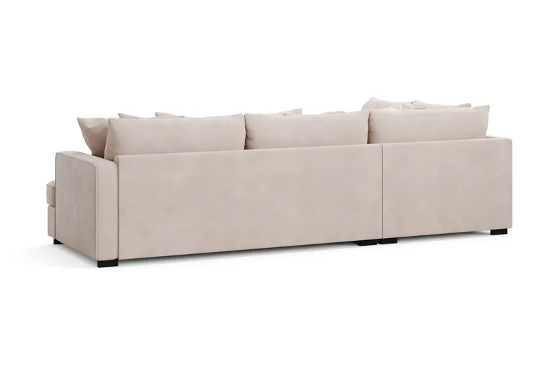 Rossita 4-seters Venstrevendt L-formet Dyp Sjeselongsofa i Fløyel - Beige - Møbler - Sofaer - Sofa med sjeselong