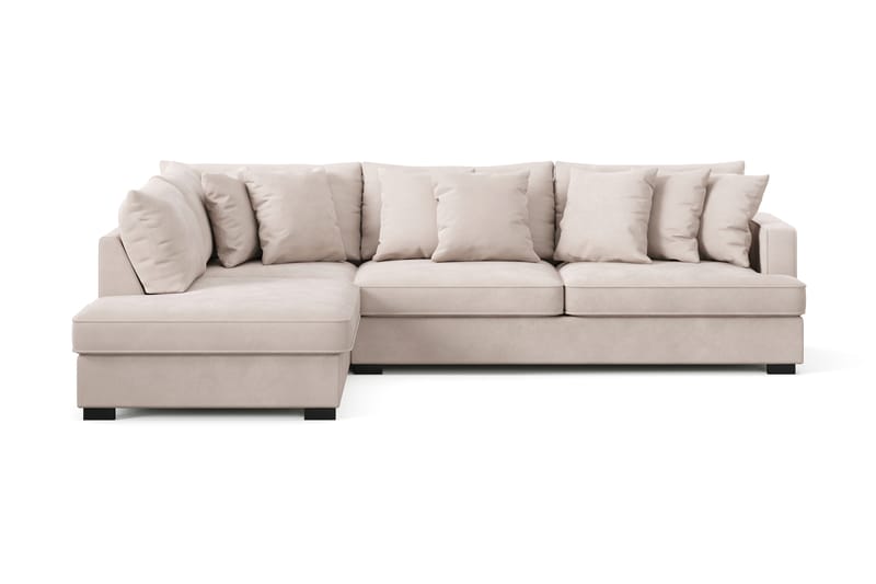 Rossita 4-seters Venstrevendt L-formet Dyp Sjeselongsofa i Fløyel - Beige - Møbler - Sofaer - Sofa med sjeselong