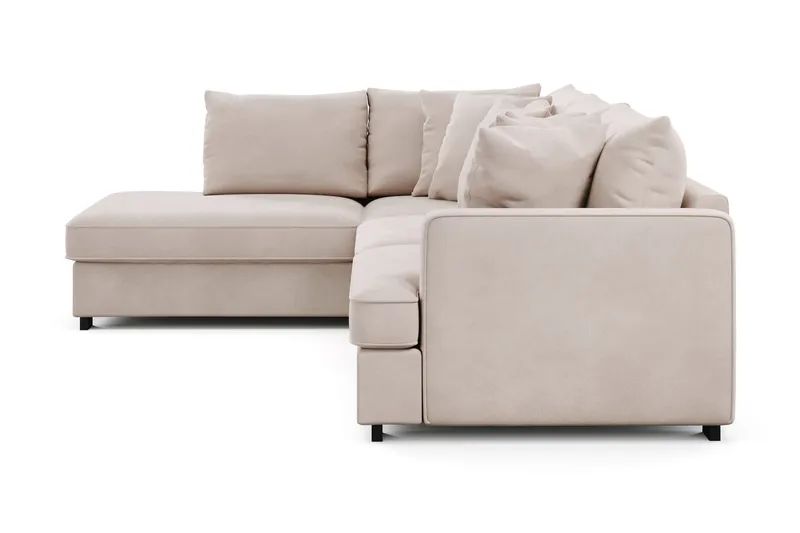 Rossita 4-seters Venstrevendt L-formet Dyp Sjeselongsofa i Fløyel - Beige - Møbler - Sofaer - Sofa med sjeselong