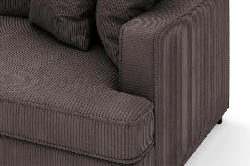 Rossita 4-seters Venstrevendt L-formet Dyp Sjeselongsofa i Kordfløyel - Mørkegrå - Møbler - Sofaer - Sofa med sjeselong