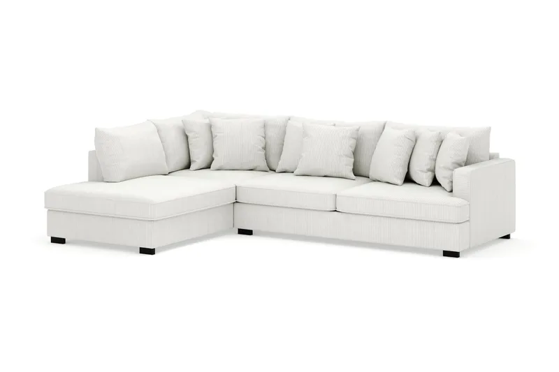 Rossita 4-seters Venstrevendt L-formet Dyp Sjeselongsofa i Kordfløyel - Offwhite - Møbler - Sofaer - Sofa med sjeselong