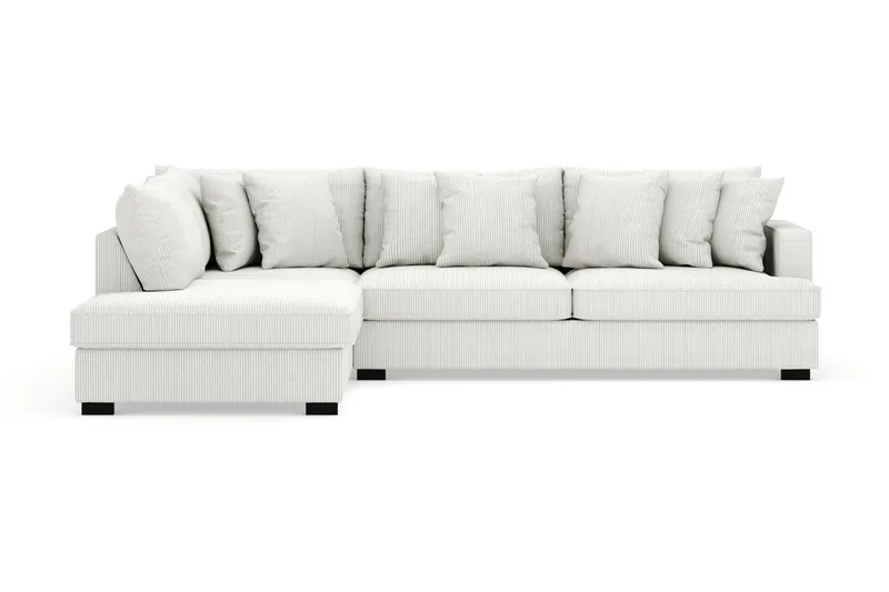 Rossita 4-seters Venstrevendt L-formet Dyp Sjeselongsofa i Kordfløyel - Offwhite - Møbler - Sofaer - Sofa med sjeselong