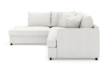 Rossita 4-seters Venstrevendt L-formet Dyp Sjeselongsofa i Kordfløyel - Offwhite - Møbler - Sofaer - Sofa med sjeselong