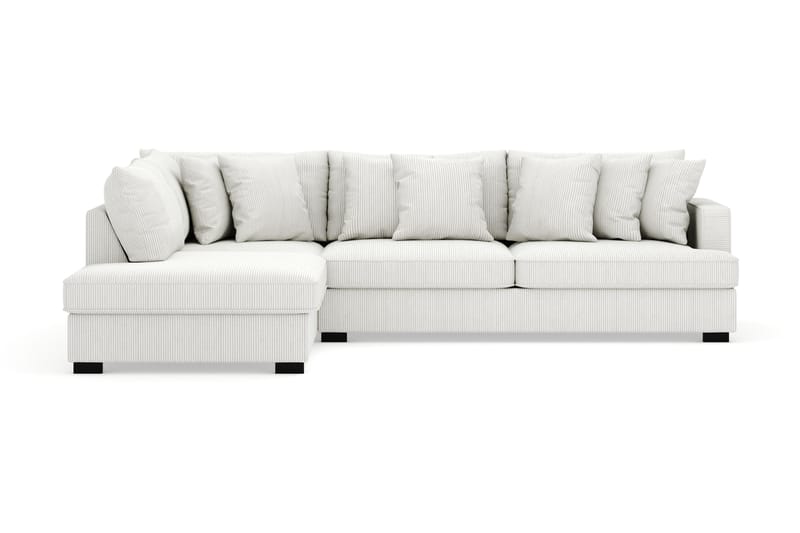 Rossita 4-seters Venstrevendt L-formet Dyp Sjeselongsofa i Kordfløyel - Offwhite - Møbler - Sofaer - Sofa med sjeselong