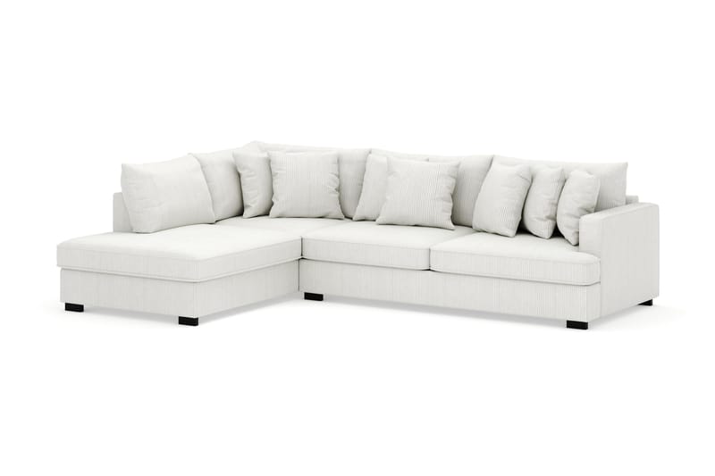 Rossita 4-seters Venstrevendt L-formet Dyp Sjeselongsofa i Kordfløyel - Offwhite - Møbler - Sofaer - Sofa med sjeselong