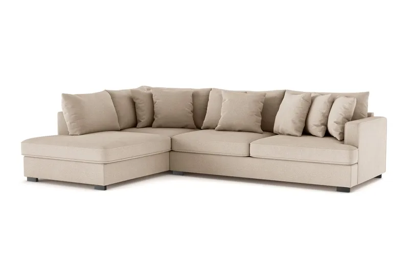 Rossita 4-seters Venstrevendt L-formet Dyp Sjeselongsofa i Stoff - Beige - Møbler - Sofaer - Sofa med sjeselong