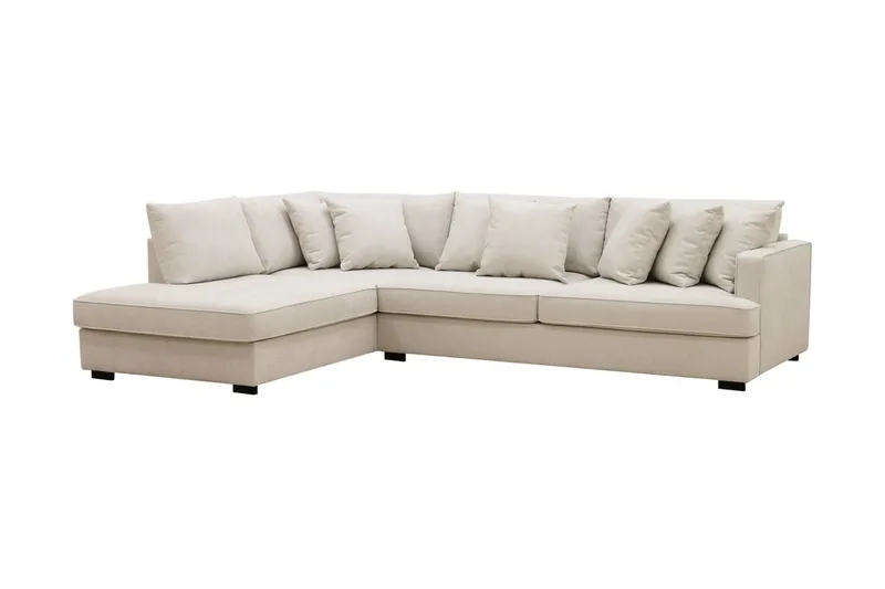 Rossita 4-seters Venstrevendt L-formet Dyp Sjeselongsofa i Stoff - Beige - Møbler - Sofaer - Sofa med sjeselong