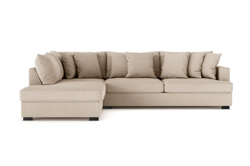 Rossita 4-seters Venstrevendt L-formet Dyp Sjeselongsofa i Stoff - Beige - Møbler - Sofaer - Sofa med sjeselong