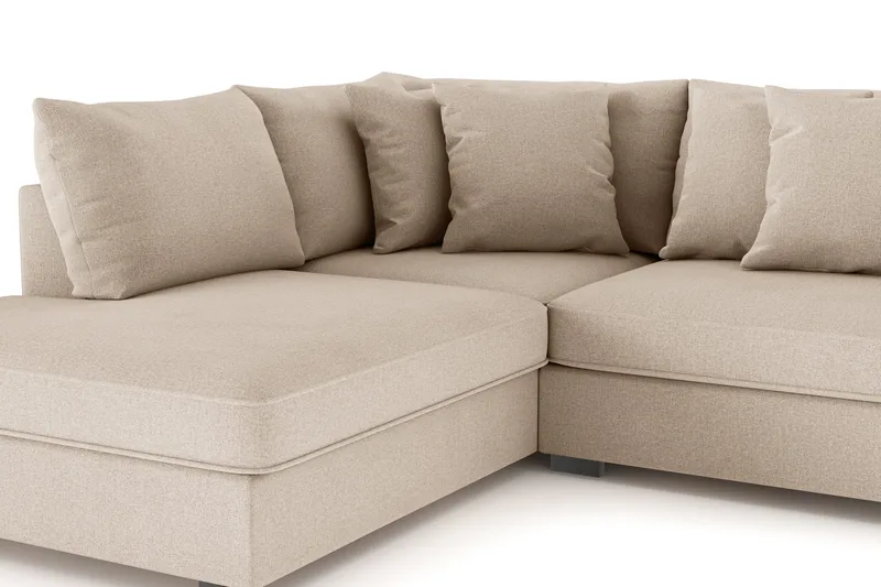 Rossita 4-seters Venstrevendt L-formet Dyp Sjeselongsofa i Stoff - Beige - Møbler - Sofaer - Sofa med sjeselong